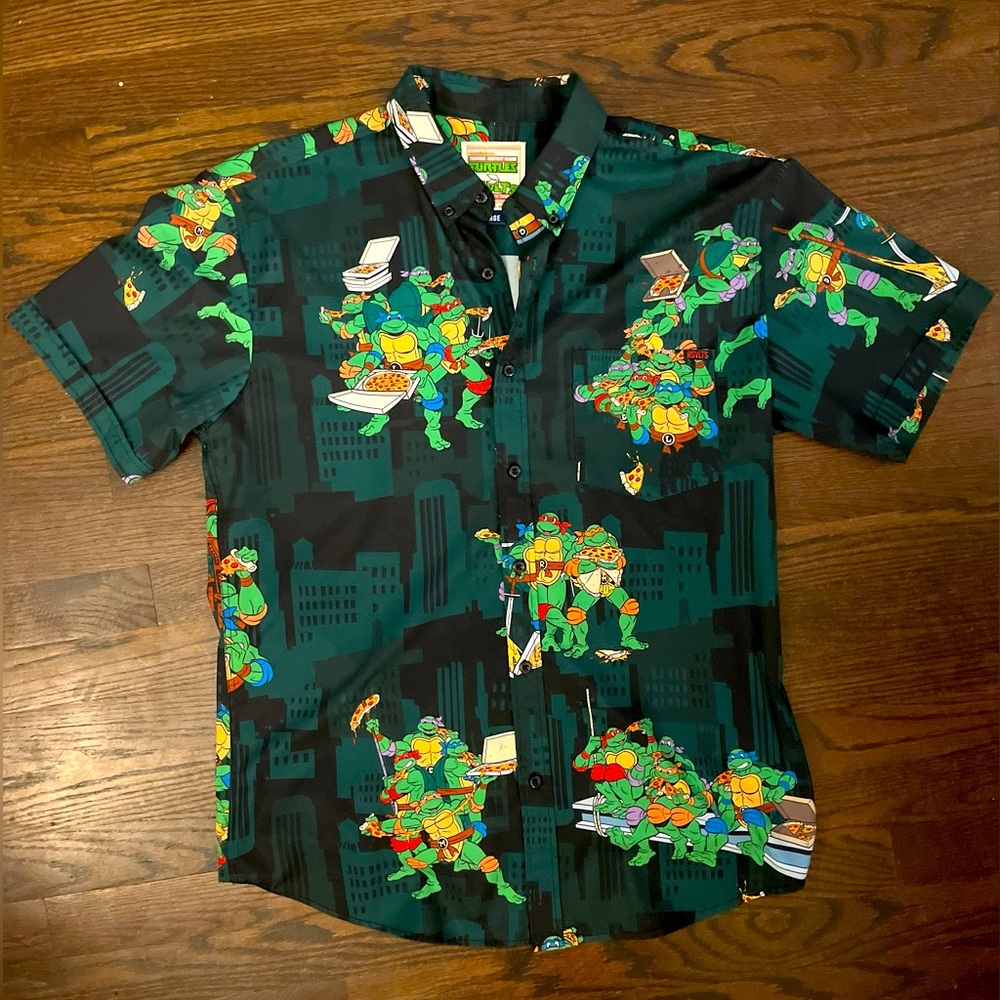 RSVLTS Teenage Mutant Ninja Turtles Pizza Party Woven Button-Up